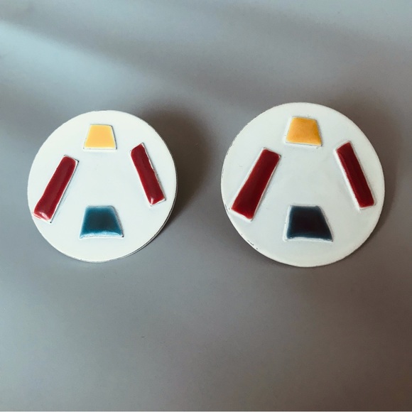 Vintage Enamel Abstract Earrings - Picture 3 of 4